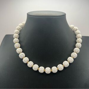 Monet 1970’s Vintage White Filigree Balls on Chain Necklace - Georgette Series